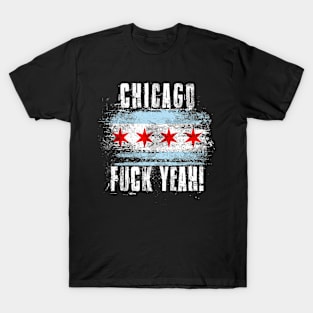 Chicago Fuck Yeah! Wartorn Distressed Flag T-Shirt